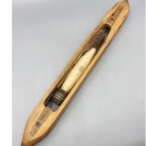 Vtg Wooden Textile Shuttle Industrial Bobbin Thread England